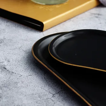Nordic Tava Ceramica De Masă De Decor Produse Cosmetice Decorative Tava Ovala Placa De Vest Dish Farfurie De Desert Bijuterii Negru Tava De Stocare