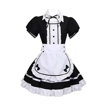 Nou Alb Negru Lolita Costume Maid Dress Pentru Fete Femei Carnaval De Halloween Anime Costum
