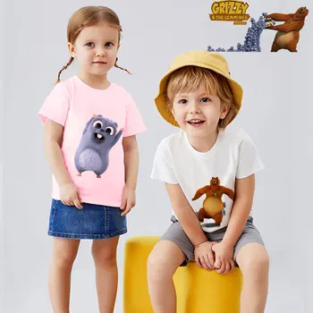 Noul T-shirt Pentru Băieți Fete La lumina Soarelui Grizzy Poarte Animal Print Tshirt Fată Băiat Haine pentru Copii Lemmings tricouri Topuri cu Maneci Scurte