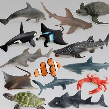 Ocean Mare Simulare De Viață Animală Seturi De Model Rechin Balena Turtle Crab Delfin Jucării De Acțiune Cifre Educative Pentru Copii De Colecție Cadou