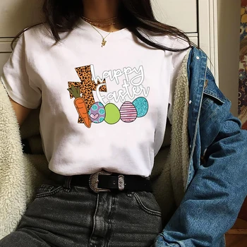 Paste fericit Morcov Ouă de Imprimare de Tricouri pentru Femei Doamnelor Grafic T Shirt Streetwear Estetice Haine O de Gât Harajuku Top de sex Feminin