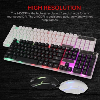 Pentru Laptop de Gaming cu Fir de Joc Tastatură Tastatură Și Mouse-ul Setat la 2400DPI Tastatura Gamer Tastatura de Înaltă Rezoluție Gamer Tastatura