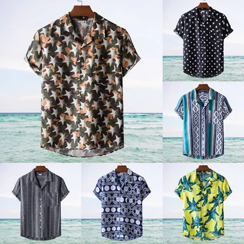 Plaja Cămașă Hawaiană Noi 2021 Lenjerie De Camasi Pentru Barbati De Moda De Vara Casual Print Short Sleeve Button Topuri De Sex Masculin Haine De Epocă