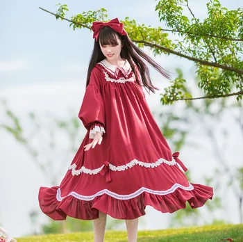 Printesa tea party dulce lolita rochie retro dantelă bowknot franceză stil victorian elegant rochie roșie fata kawaii lolita gotic op
