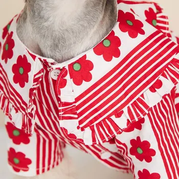 Printied Bumbac Moda Haine pentru Câini de talie Mică Frunză de Lotus Câine Tricou pentru Yorkshire Teddy Schnauzer Hiromi Primăvară Costum de Câine