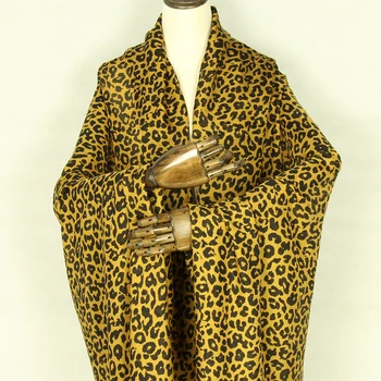 Pur șifon de mătase tesatura de matase negru leopard în special fundal galben,SCF112
