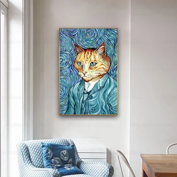 Rezumat Amuzant Van Gogh Panza Pictura Galben Albastru Postere, Printuri Mari Arta de Perete Imaginile pentru Camera de zi Dormitor Moda Decor