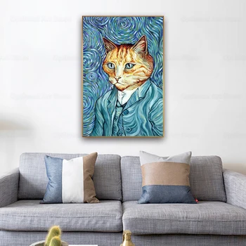 Rezumat Amuzant Van Gogh Panza Pictura Galben Albastru Postere, Printuri Mari Arta de Perete Imaginile pentru Camera de zi Dormitor Moda Decor