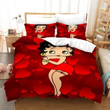 Sexy Fată Fermecătoare Doamnă Betty Boop Carpetă Acopere cu fata de Perna Set Twin Plin Regina King Size Set de lenjerie de Pat Lenjerie de Pat Lenjerii de pat