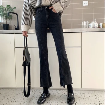 Slim Mozaic Flare Jeans Pentru Femei Vintage Streetwear denim Glezna-Lungime Pantaloni de Primăvară Bell Jos Blugi de sex Feminin Stil coreean