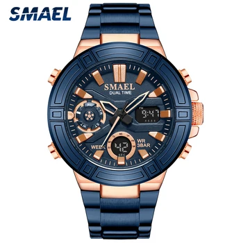 SMAEL Nouă Bărbați Ceasuri Sport Golden Top Brand de Lux Ceas din Oțel Inoxidabil rezistent la apa Quartz Digital Bărbați Ceas Dual Display