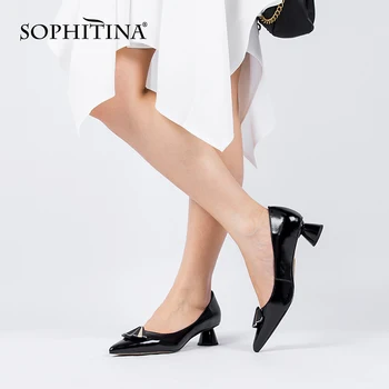 SOPHITINA Pompe de Moda pentru Femei Pantofi din Piele Subliniat Toe Ciudat Stil de Pantofi de Partid Ventilator Nou Model Geometric Pantofi K151