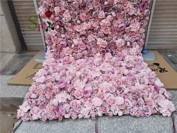 SPR personalizate de mătase artificială de nunta roll-up perete floare trandafir fundal
