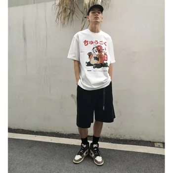 Stil japonez Panda Imprimate T-shirt Barbati / Femei 2021 Noi Maneci Scurte Largi Trendy Cuplu de Top Tee