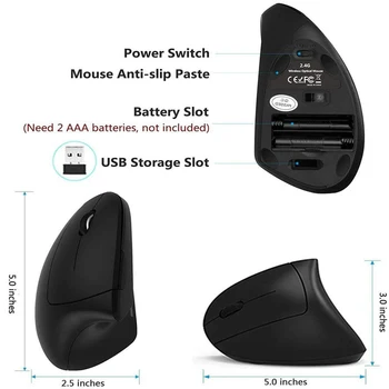 Stânga Mouse-ul Wireless Ergonomic Vertical Calculator Gaming mouse 800/1200/1600 DPI USB Optic 5D Mause Gamer Pentru Laptop PC