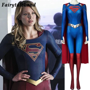 Supergirl Sezonul 5 Costum de Imprimare 3D Cosplay întins Salopeta Kara Zor-El Danvers Sexy Body Halloween Zentai Bodysuit