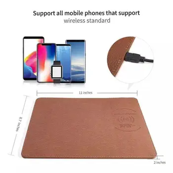 Telefon mobil Wireless Qi Încărcător rapid de Încărcare Mouse Pad Mat desktop Mousepad din Piele PU pentru iPhone X/8 Plus Samsung S8 Nota 8