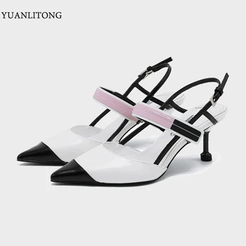 Tocuri inalte 2021 Vara Noua Culoare de Potrivire a Subliniat Toe Sandale de Moda pentru Femei Pantofi Casual All-Meci Single Confortabile Pantofi