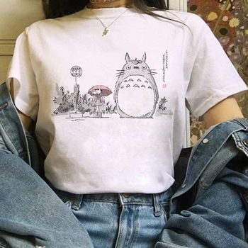 Totoro Studio Ghibli Harajuku Kawaii Tricou Femei Miyazaki Hayao Tricou Amuzant de Desene animate T-shirt Anime Drăguț Top Tee de sex Feminin