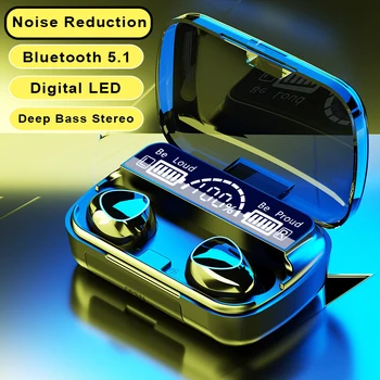 V5.1 tws Căști fără Fir Bluetooth Pavilioane 2200mAh Încărcare cu LED-uri Cutie 9D Bass Profund Stereo de Reducere a Zgomotului Căști cu Microfon