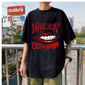 Vara Populare Maneskin Cântăreț Italian Harajuku Bărbați/femei Unice Streetwear Print Casual Supradimensionat cu Maneci Scurte T-shirt All-meci