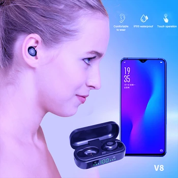 Vufine V8 TWS Wireless Căști Bluetooth 5.0 9D Microfon Stereo Impermeabil Căști Handsfree set de Căști Cu Microfon de Încărcare