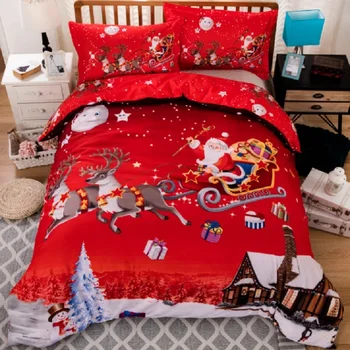 X-mas cadou de Crăciun Moș twin regele regina dublu lenjerii de pat fata de perna cuvertura de pat duvet cover set de lenjerie de pat set