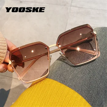 YOOSKE 2021 Pătrat ochelari de Soare pentru Femei Brand de Lux fără ramă Gradient de Ochelari de Soare Femei Fara rama Ochelari de vedere pentru Femei