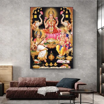 Zei hinduse Domnul Ganesha Krishna (Ganesha Krishna) Canvas Postere si Printuri de Artă Murală Hindus Camera de zi de Decorare Pictura