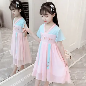 Îmbrăcăminte pentru copii Fete Hanfu Vara Haine Stil Chinezesc Super Zână Stil Vechi Tang Costum Fată Rochie Casual Șifon
