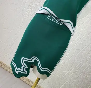 Începe Noul 2021 Asimetric Ondulat Tiv Rotund Guler Verde Albastru negru cu Dungi Knit top fusta sexy femei de tricotat fusta de sus